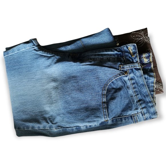 Angels Stretchy Women Sequins Fold Hem Jeans 14 - Picture 2 of 10